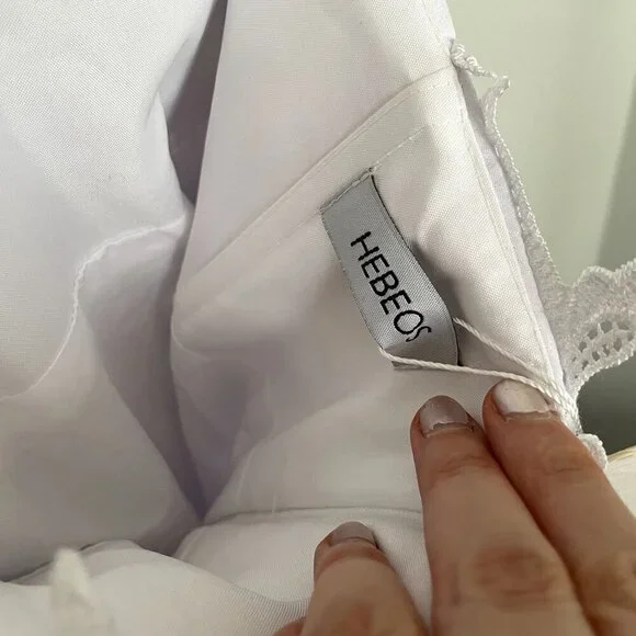 NWT Hebeos white wedding dress formal lace buttons applique women size small - Picture 10 of 14